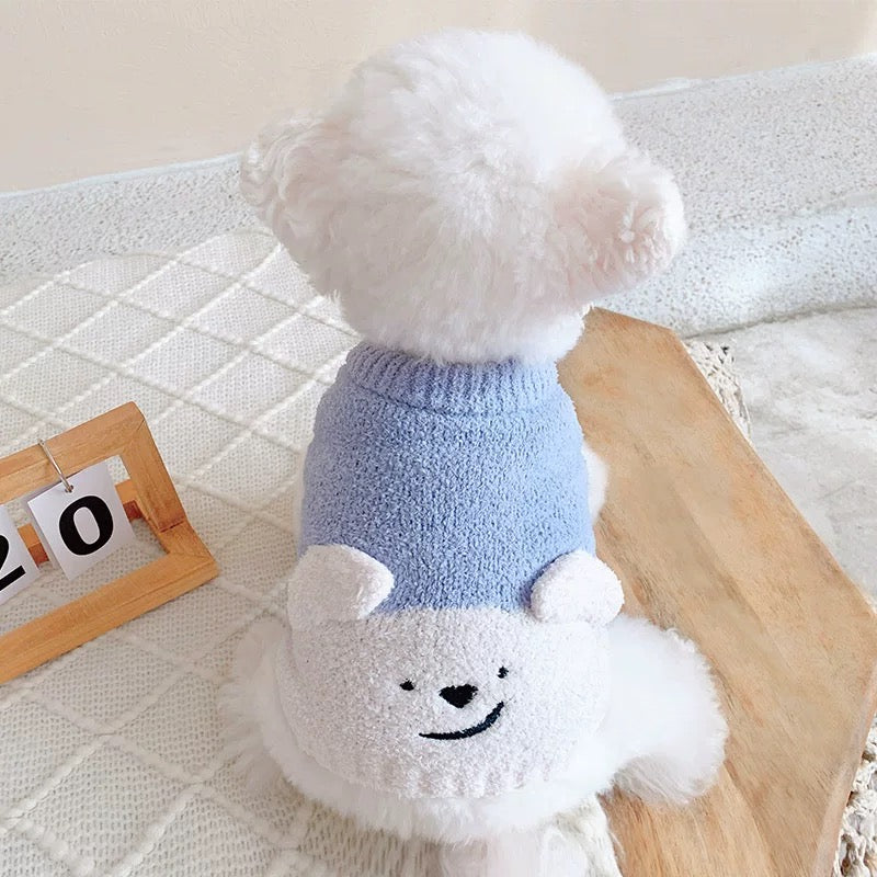 Soft Warm Bear Head Pattern Dog Cat Sweater