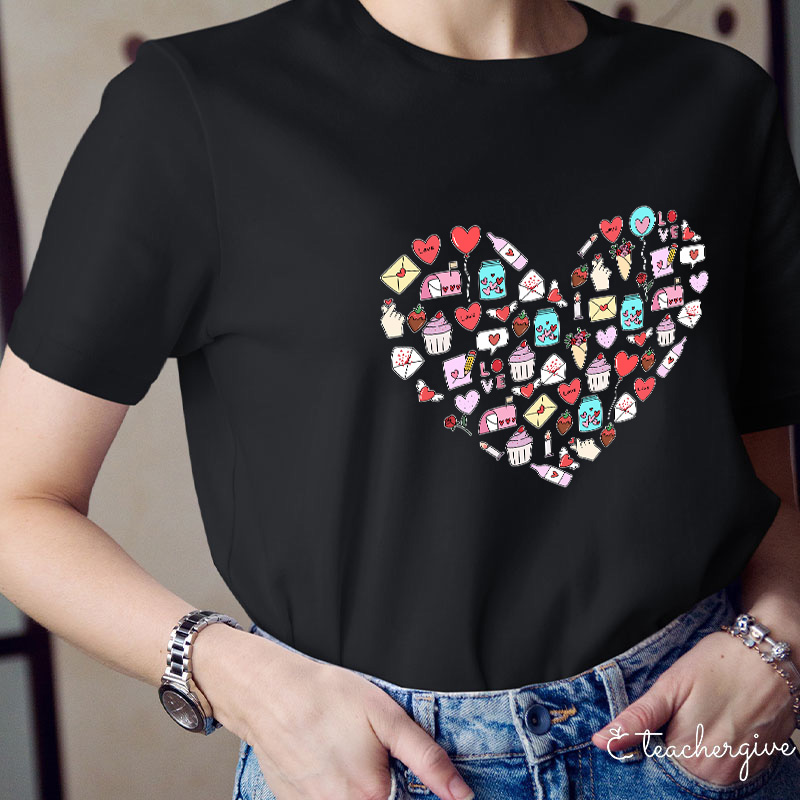 Valentine Heart Teacher T-Shirt