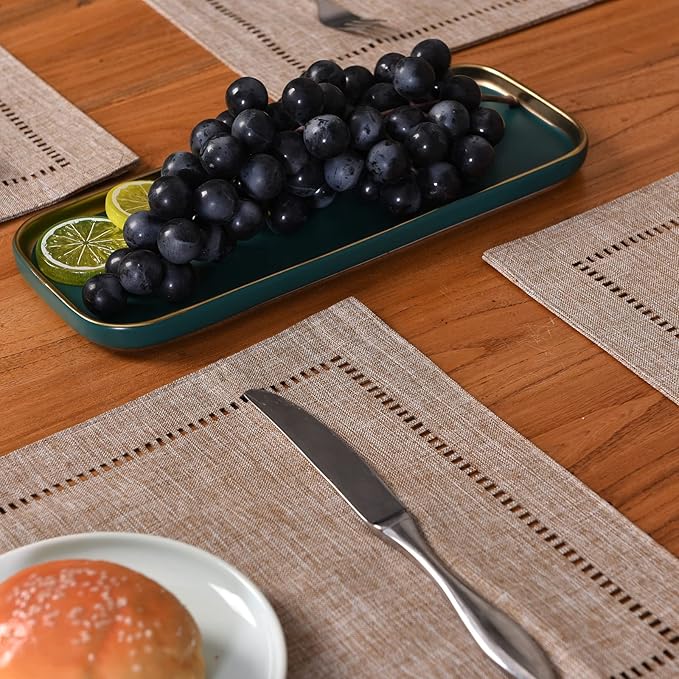 2PCs Rectangular Shape Placemats-5852    (SA2405-252)Brown