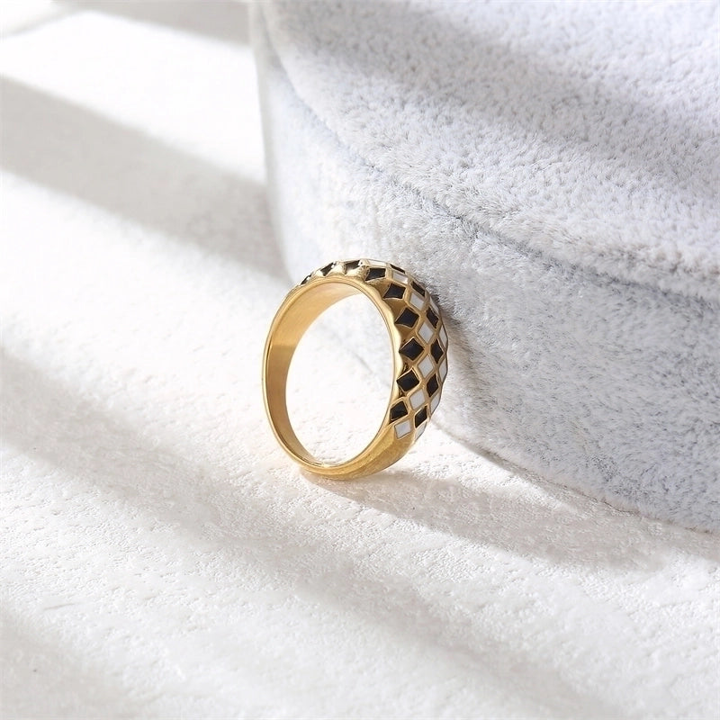 Elegant Minimalist Classic Style Round Stainless Steel Titanium Steel Gold Plated Polishing Plating Rings