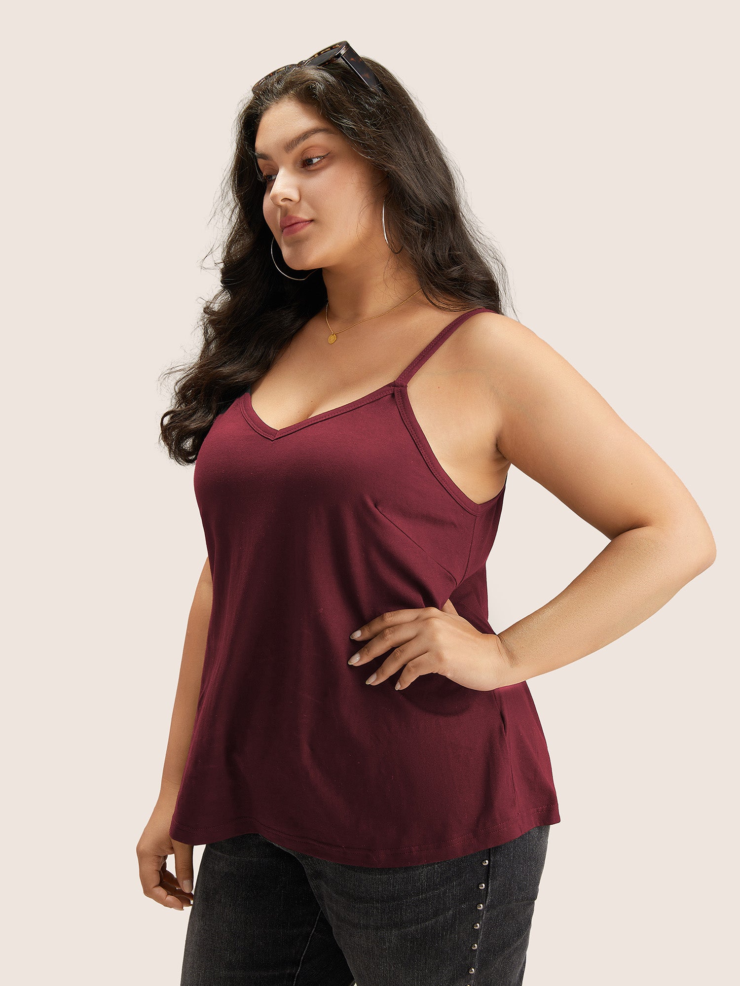 Cotton Plain Adjustable Straps Cami Top