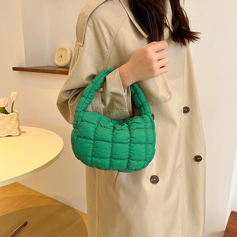 Autumn And Winter Mini Cloud Handbag Korean Style New Down Cotton-padded Underarm Bag Bubble Elastic Handbag