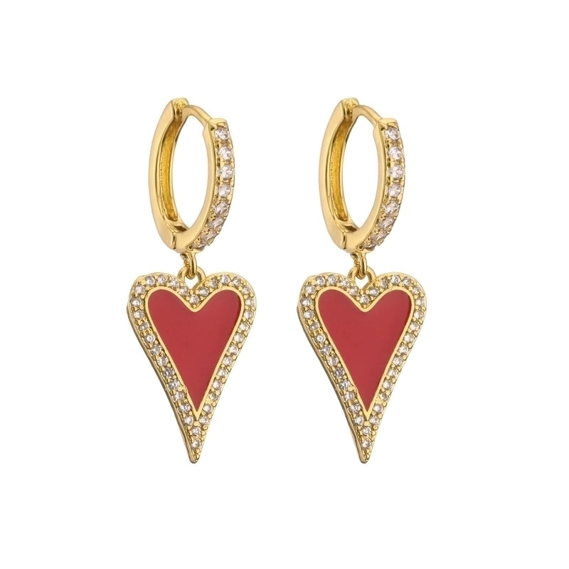 Cute Heart Plating Copper Zircon Copper Earrings