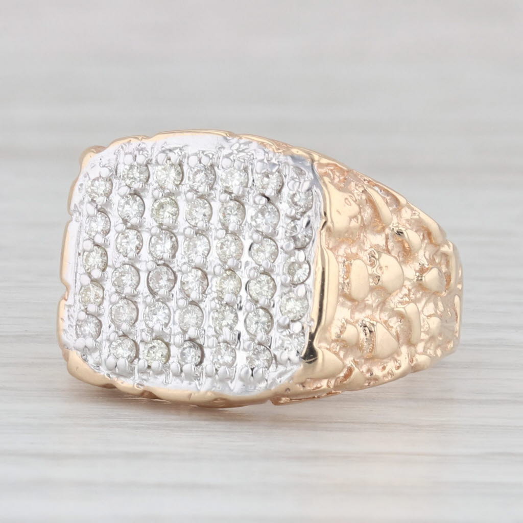 0.40ctw Diamond 14k Yellow Gold Nuggt Ring Size 7.25