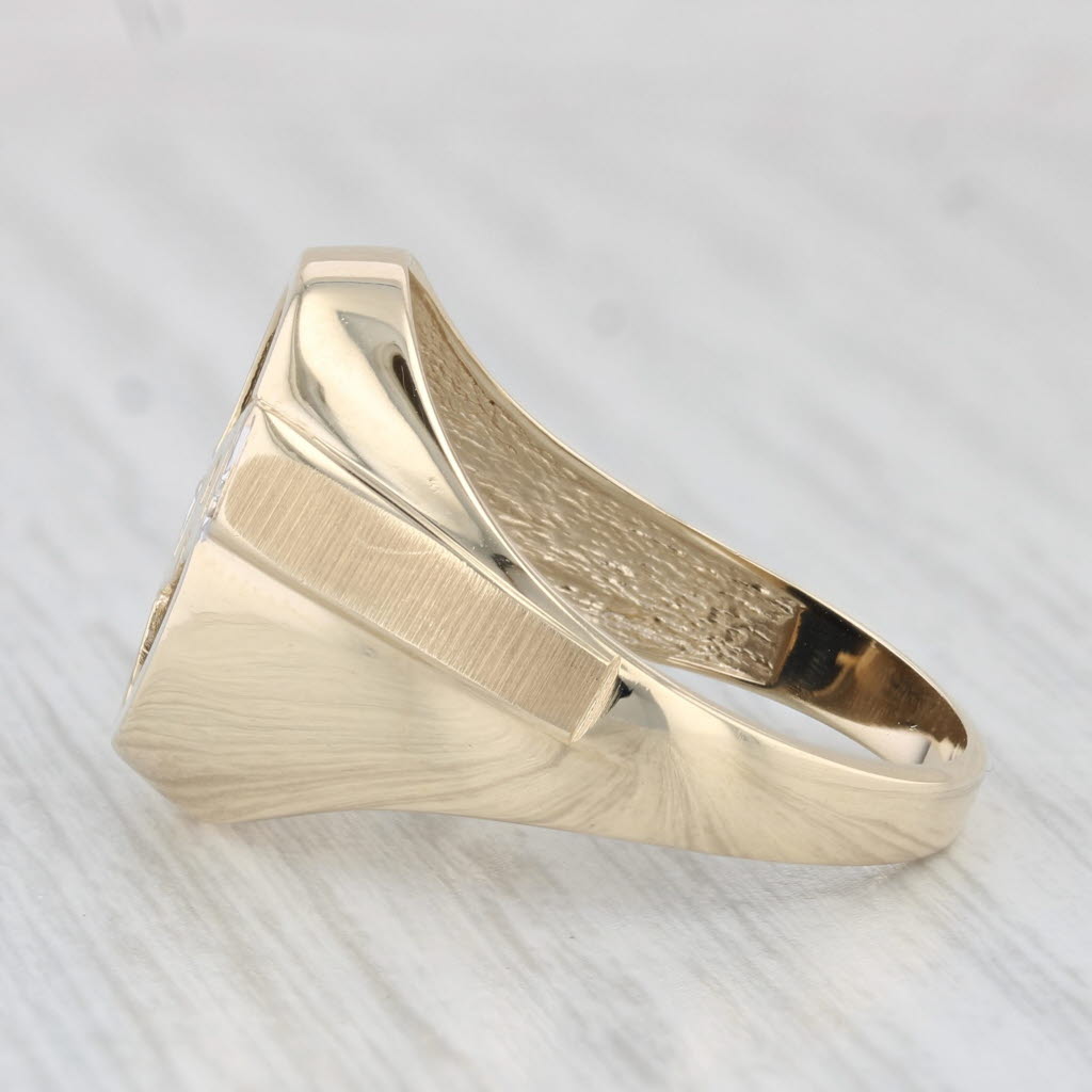 Onyx DAD Ring 10k Yellow Gold Size 10 Men's Signet Gift Diamond Accents