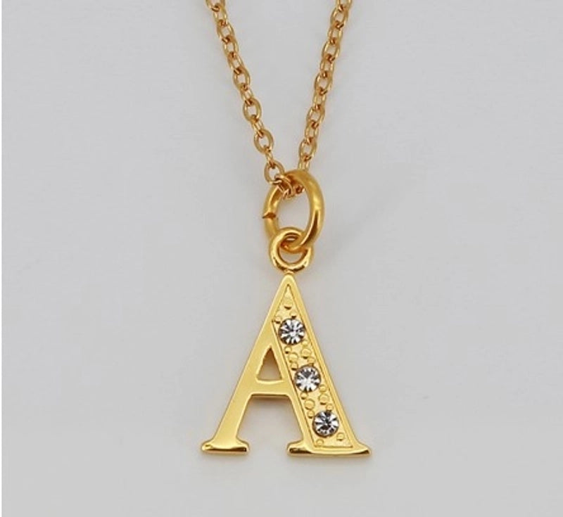 Minimalist Letter 304 Stainless Steel Rhinestones Inlay Stainless Steel Necklaces