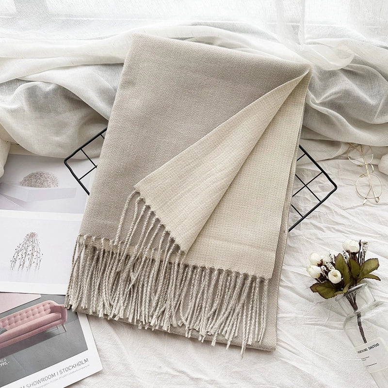 Unisex Sweet Minimalist Solid Color Imitation Cashmere Polyester Scarf