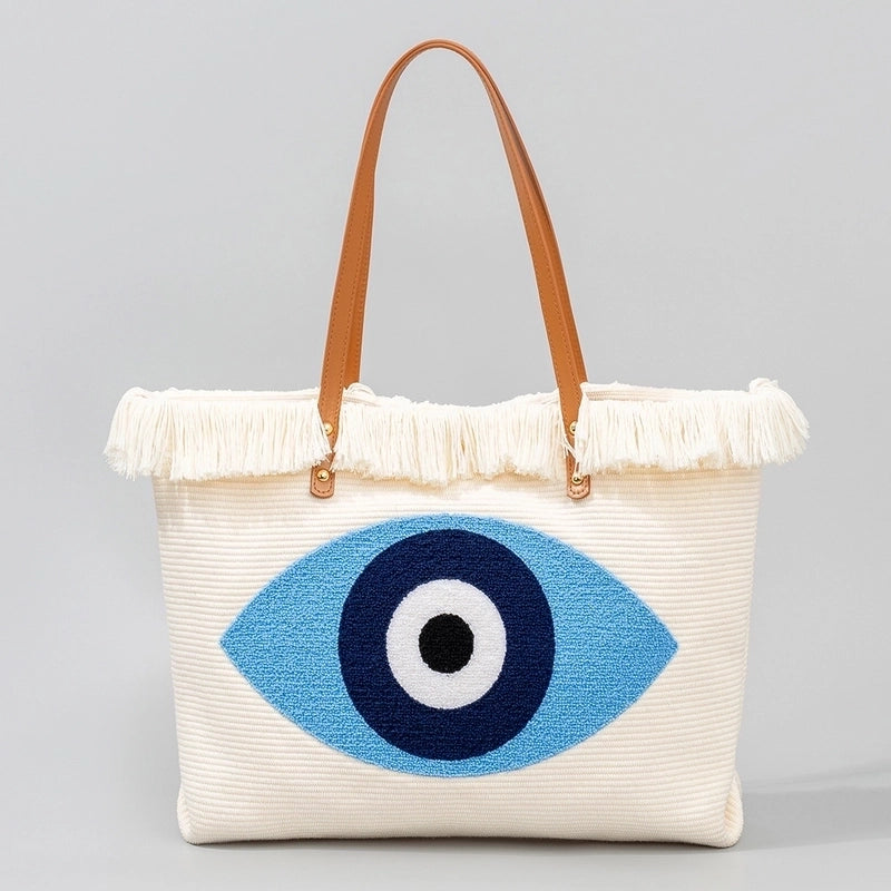Women's Large Canvas Devil's Eye Vacation Classic Style Magnetic Buckle Canvas Bag