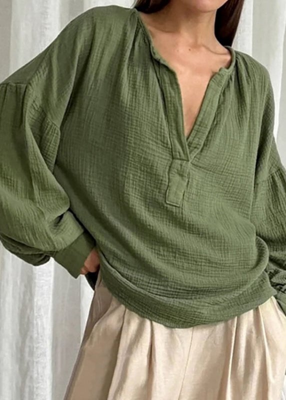Plus Size White V Neck Patchwork Cotton T Shirts Fall