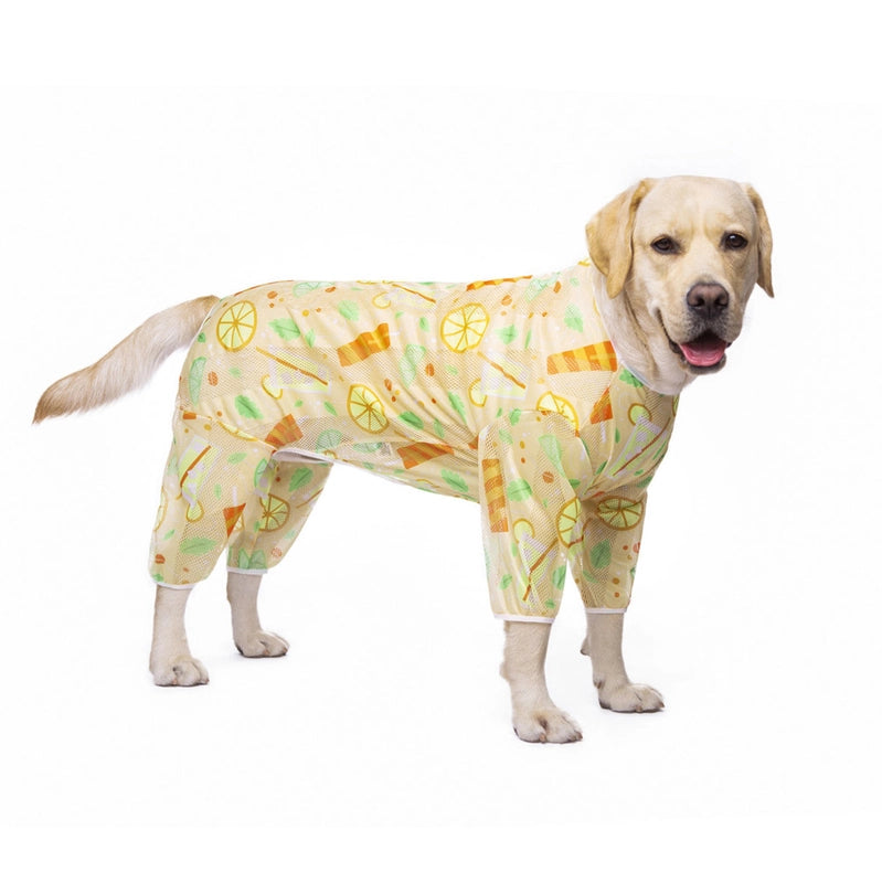 Spring And Autumn Summer Mesh Print Labrador Dog Golden Retriever Medium And Large Dog Four-Legged Pet Dog Clothes