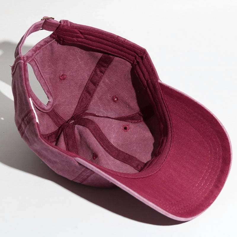 Baseball Cap Wash Cotton Curved Eaves Outdoor Sports Ladies Peaked Cap Ponytail Braid Cap Summer Sunscreen Hat