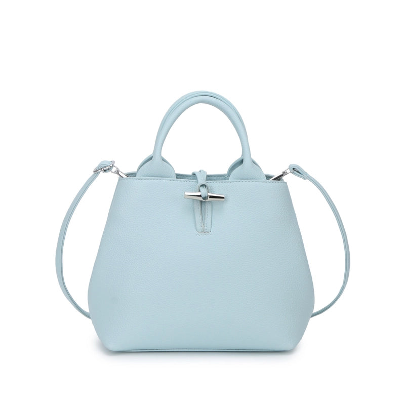 Women's Pu Leather Solid Color Classic Style Sewing Thread Bucket Zipper Lock Clasp Crossbody Bag