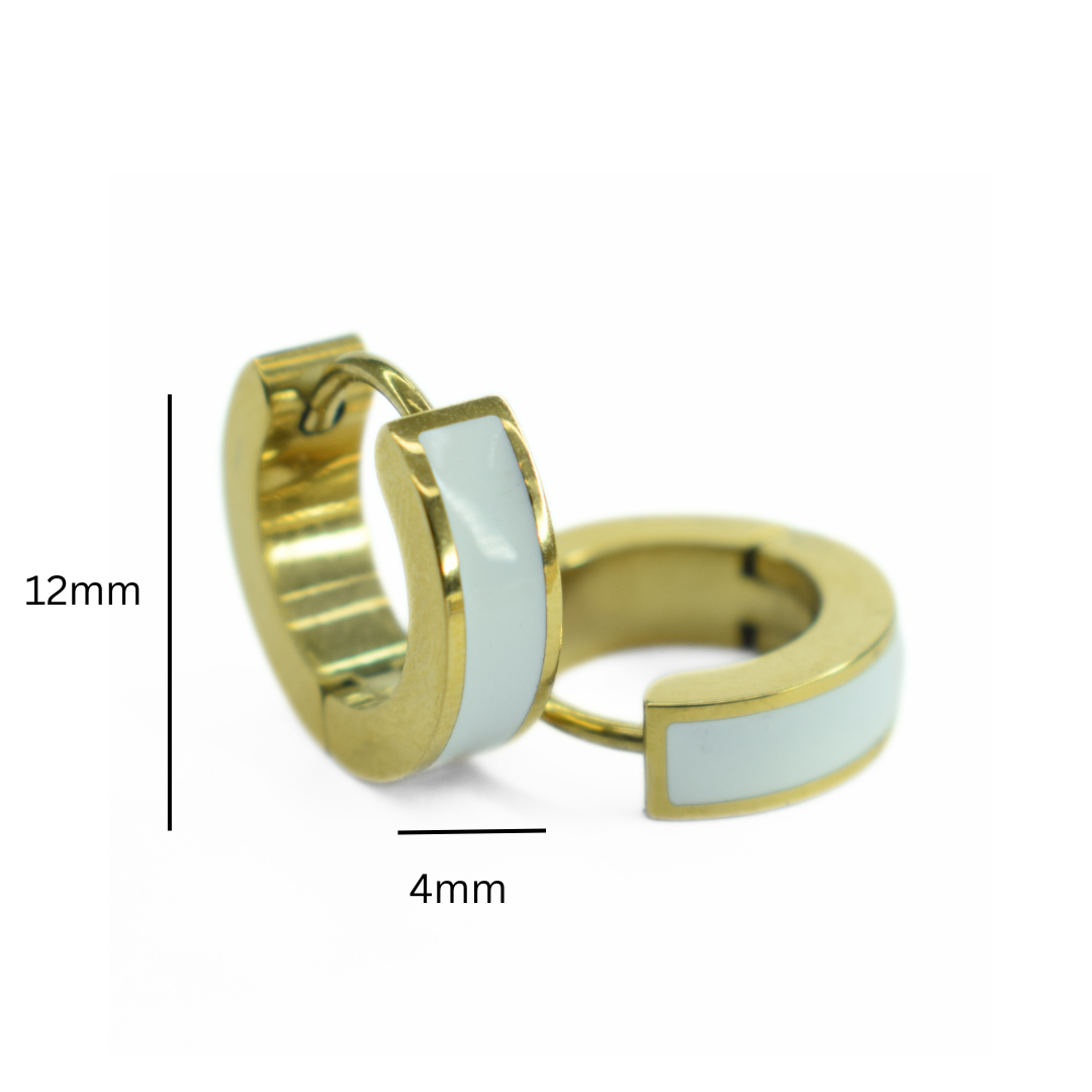 10mm White hoops - Gold