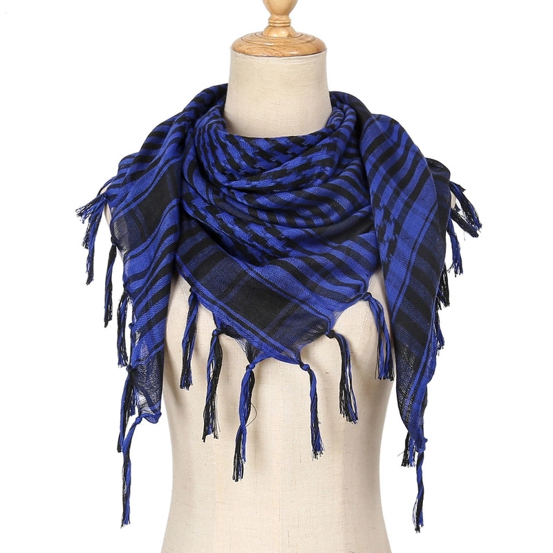 Unisex Classic Style Lattice Polyester Scarf Kerchief