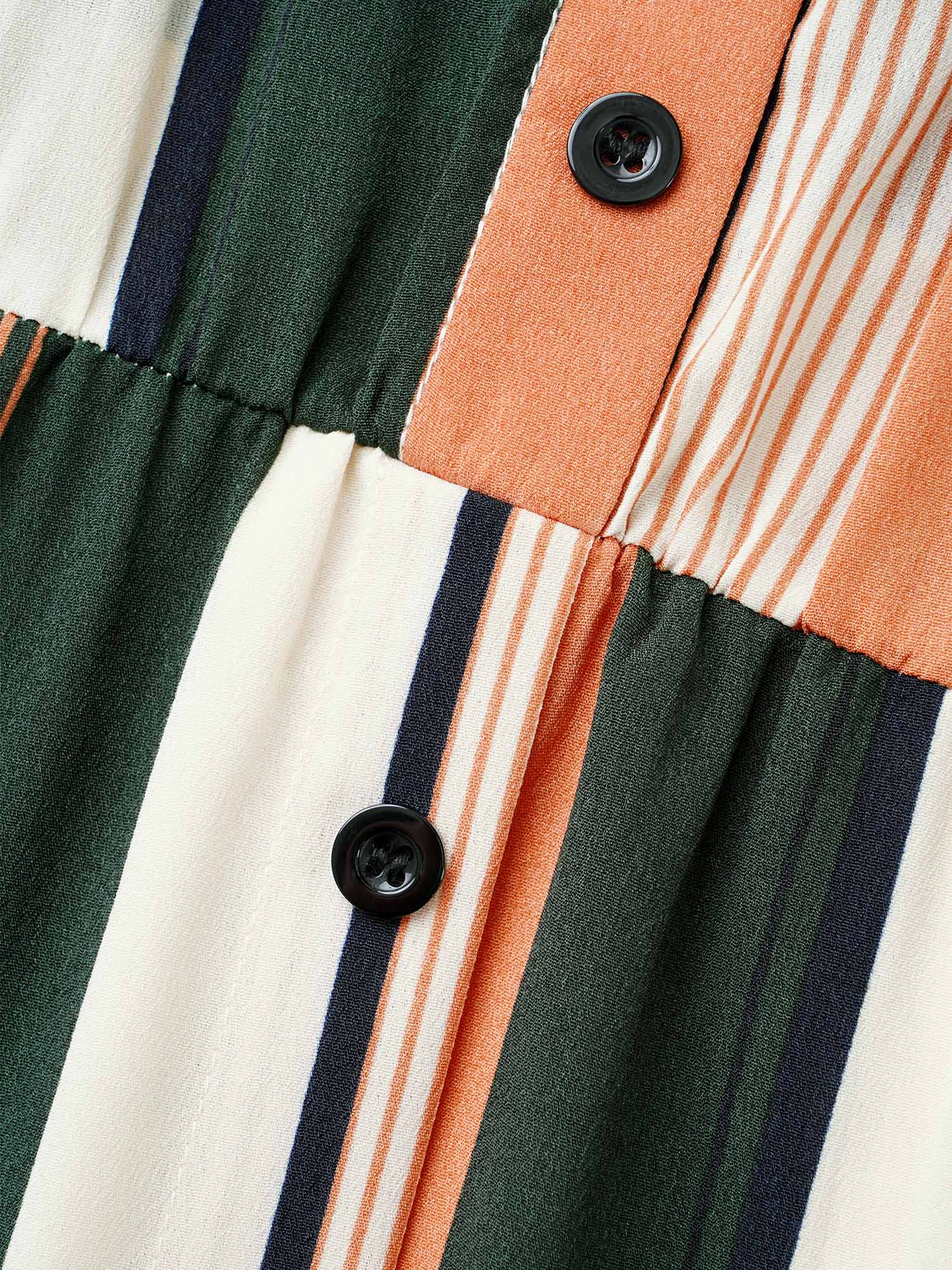 Contrast Striped Belted Midi Dress