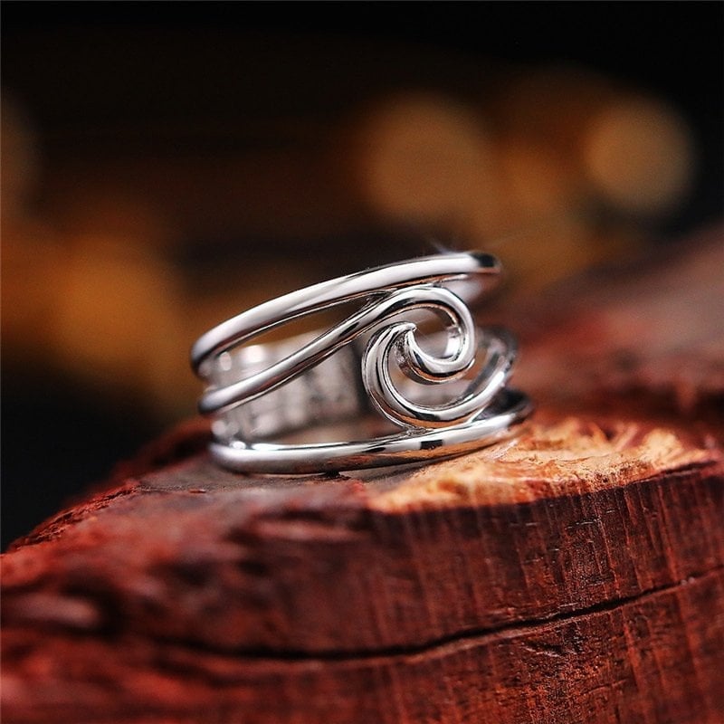 🔥Promotion 49% OFF- 🌊Silver Waves Ring - ''Happiness Comes In Waves''💖