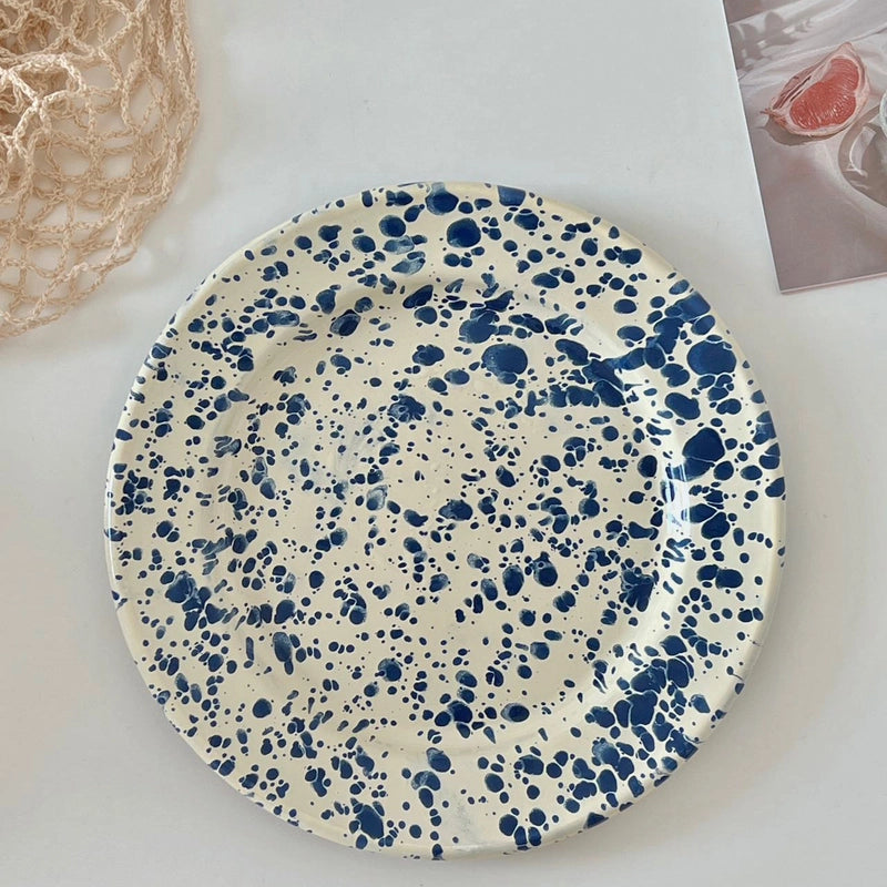 Enamel Splash-ink Bowl Cup Cereal Fruit Salad Bowl Internet Celebrity Enamel Bowl Splash-ink Bowl Tableware Set