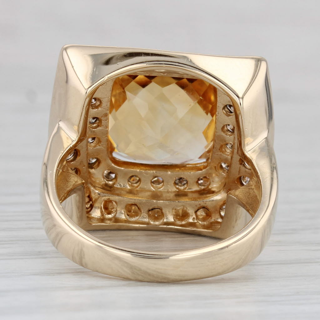 8.25ctw Citrine Champagne Diamond Halo Ring 14k Yellow Gold Size 8 Cocktail