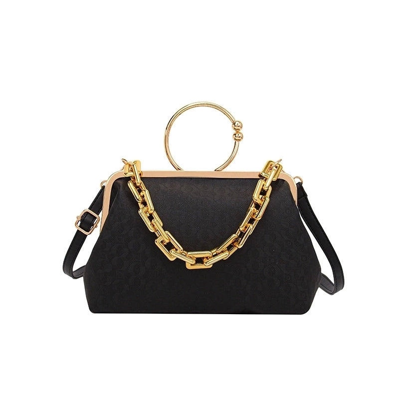 Women's Small Pu Leather Color Block Streetwear Shell Clasp Frame Shoulder Bag Crossbody Bag Dome Bag