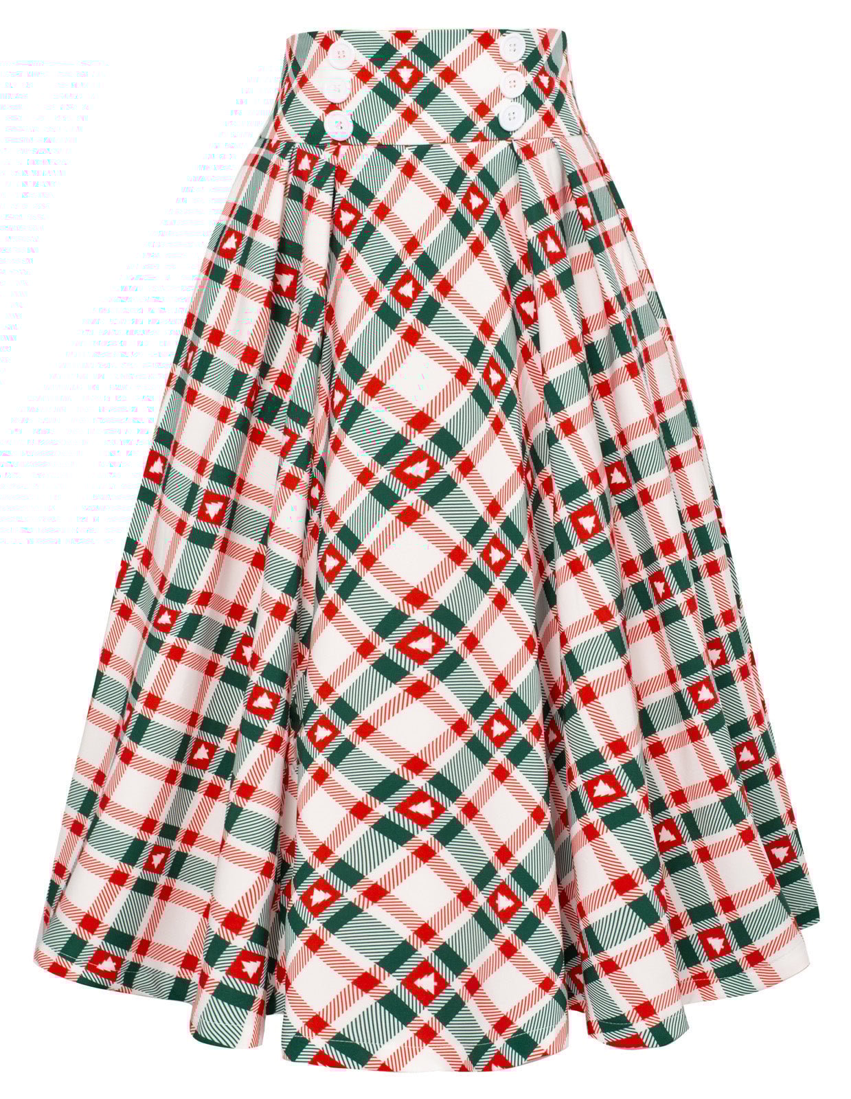 High Waist Plaid Style Bow Pattern A-Line Skirt
