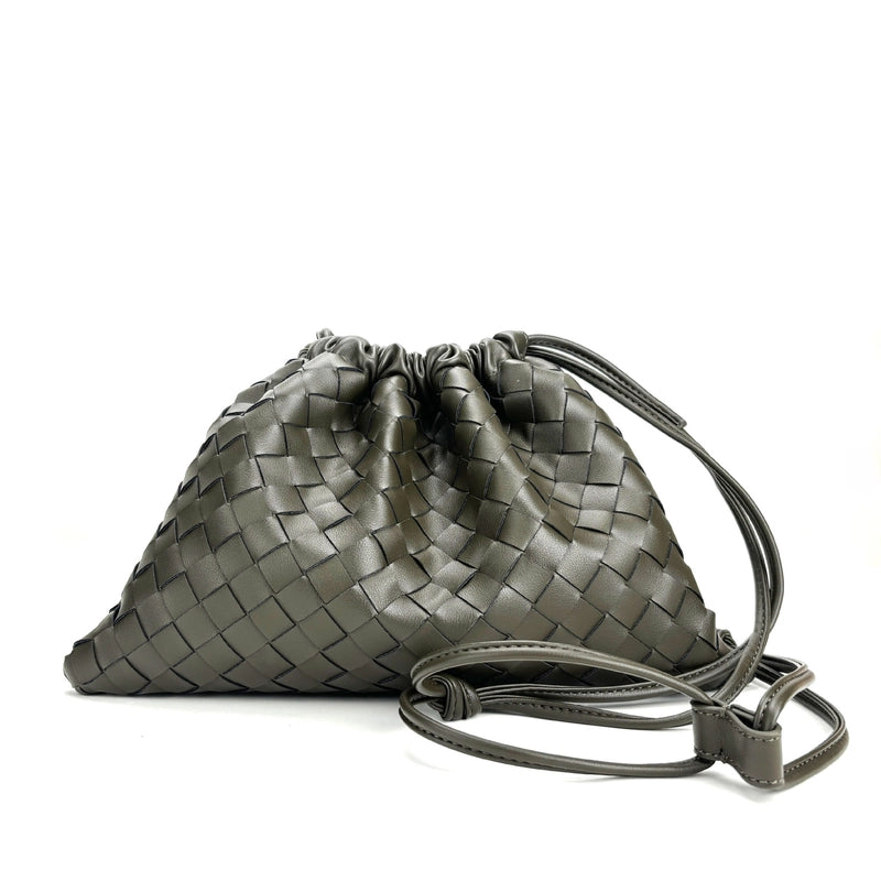 Women's Cowhide Irregular Solid Color Streetwear Square String Handbag Drawstring Bag