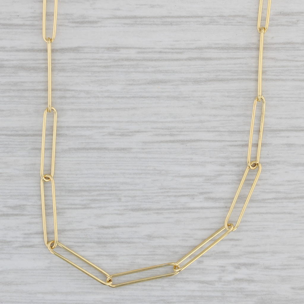New Petite Paper Clip Chain Necklace 14k Yellow Gold 18 2.8mm
