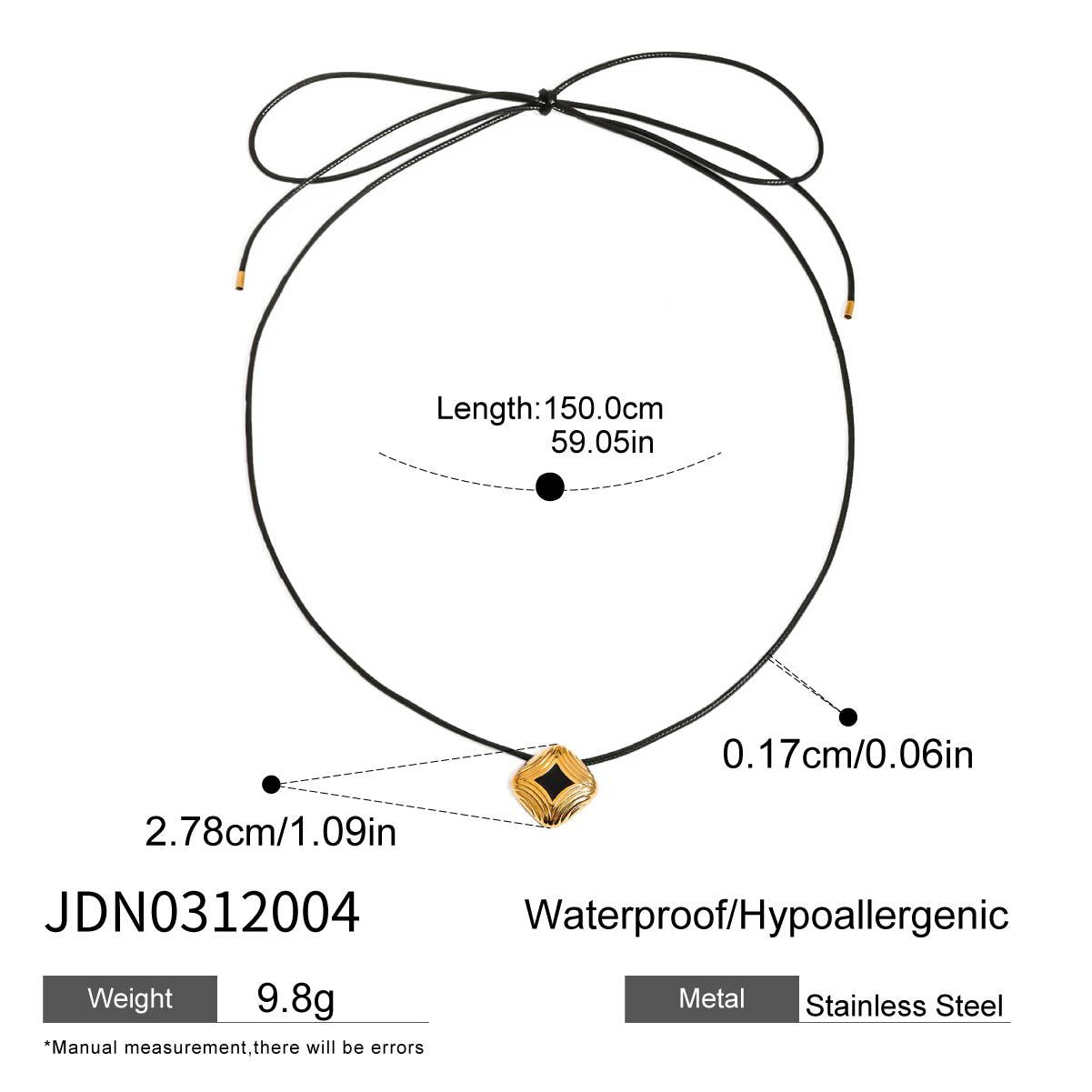 Jie Ding Black Rope Titanium Steel Necklace Niche Design Clavicle Chain Hot Style Stainless Steel
