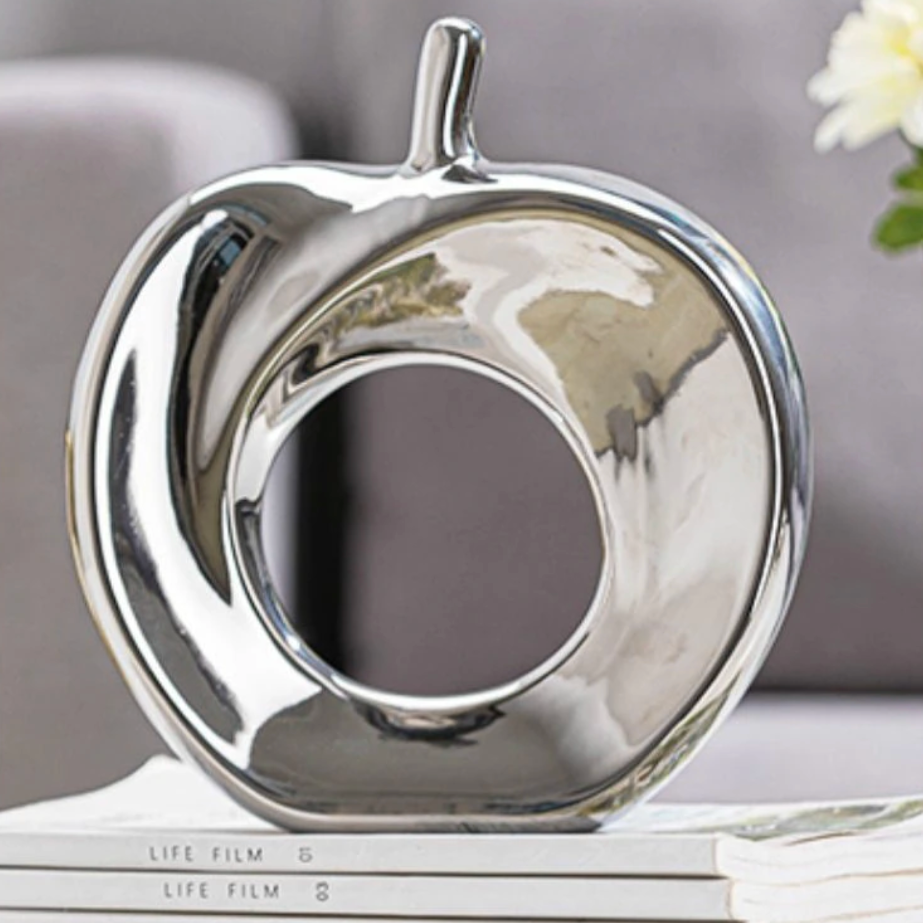 Electroplated Abstract Apple Sculpture