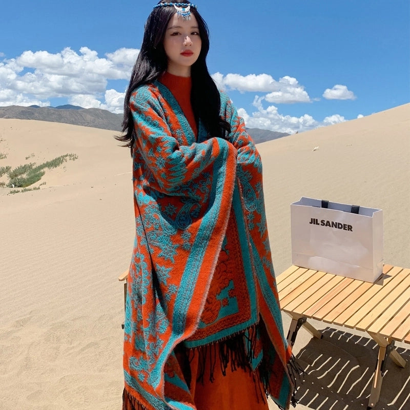 Women's Retro Ethnic Style Printing Acrylic Shawl