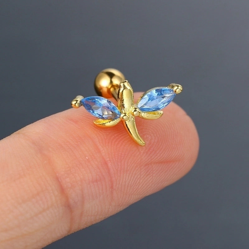 1 Piece Minimalist Classic Style Geometric Butterfly Inlay Copper Zircon Ear Studs