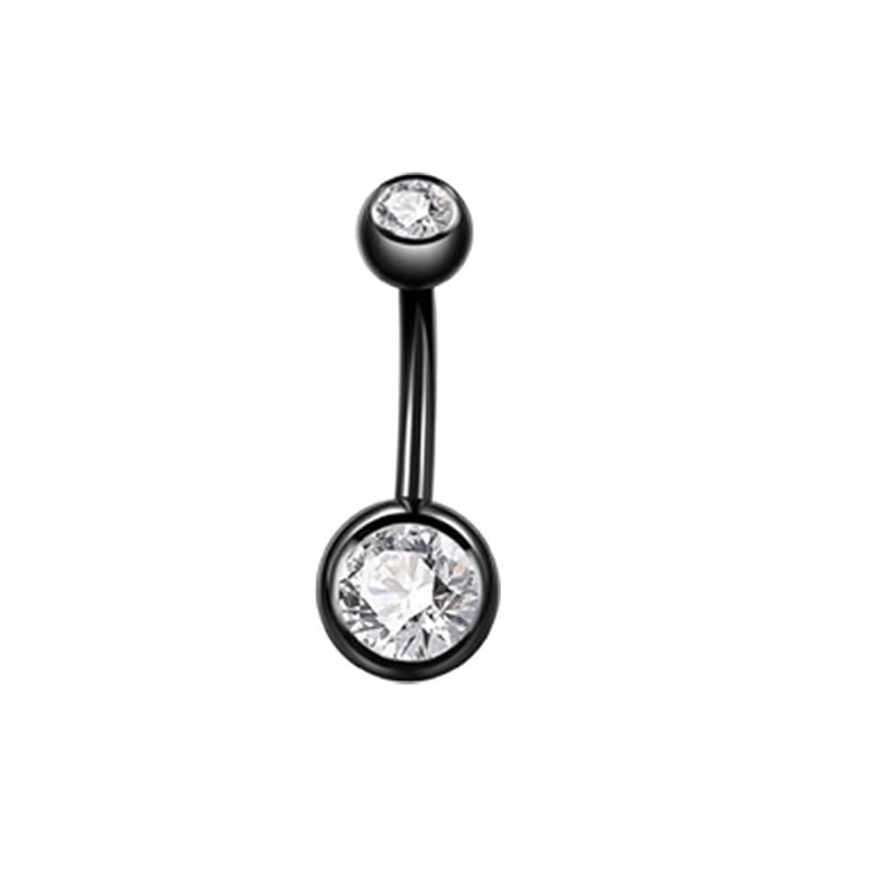2 Pieces Fashion Geometric Stainless Steel Inlay Zircon Belly Ring