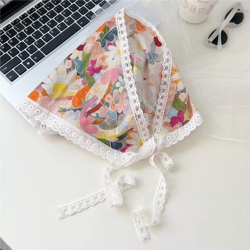 Women's Cute Sweet Lace Cotton And Linen Kerchief