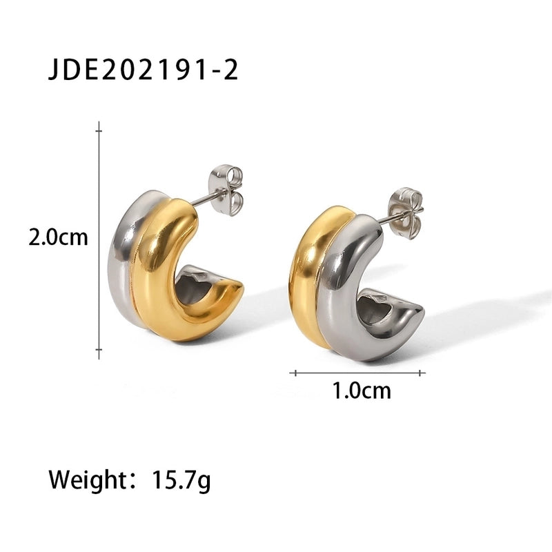 1 Pair Minimalist Classic Style Geometric Mixed Color 304 Stainless Steel Ear Studs
