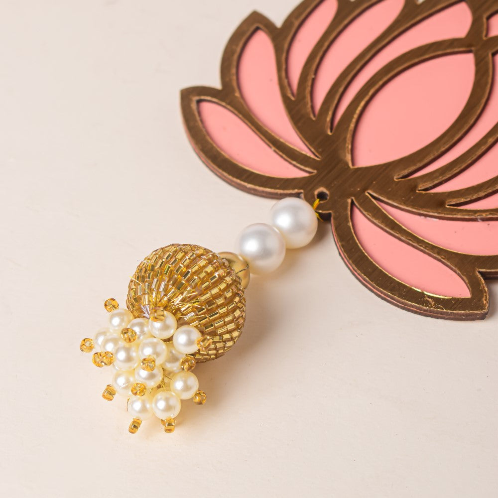 Peach Lotus Wall Hanging Set Of 4