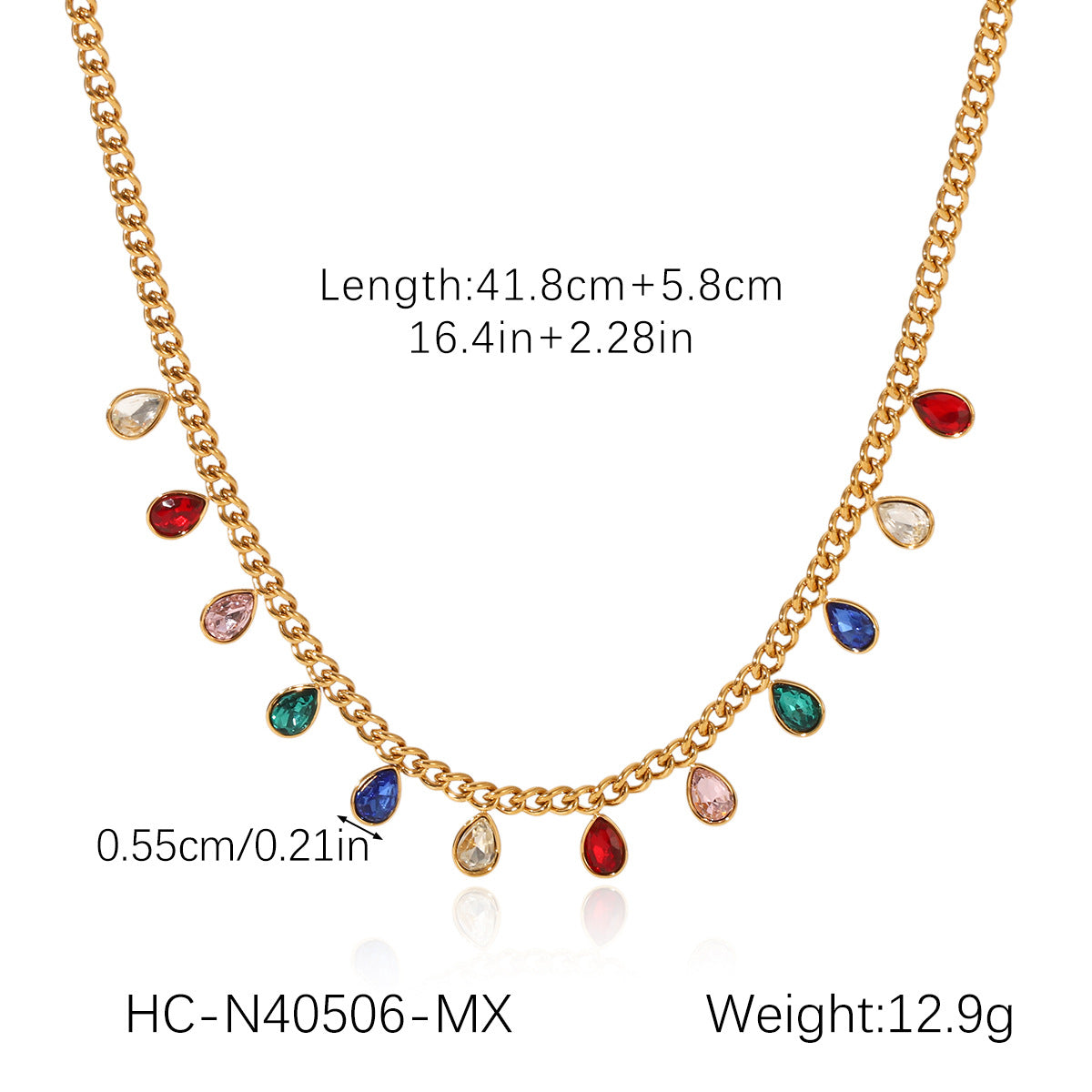 Stainless Steel Colored Zircon Tassel Necklace For Women Versatile Titanium Steel Clavicle Necklace