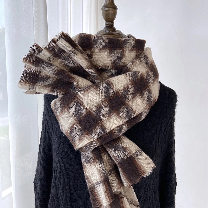 Women's Vintage Style Plaid Imitation Cashmere Scarf