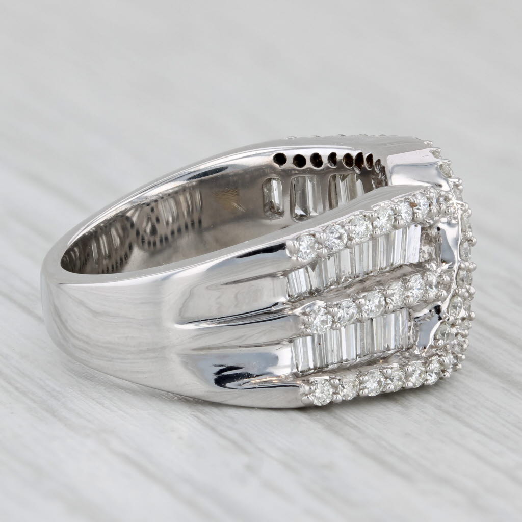 New 1.60ctw Channel Set Diamond Bypass Ring 14k White Gold Size 6