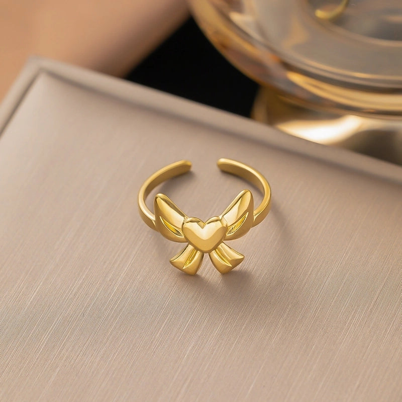 Minimalist Heart Shape Titanium Steel Plating Rings
