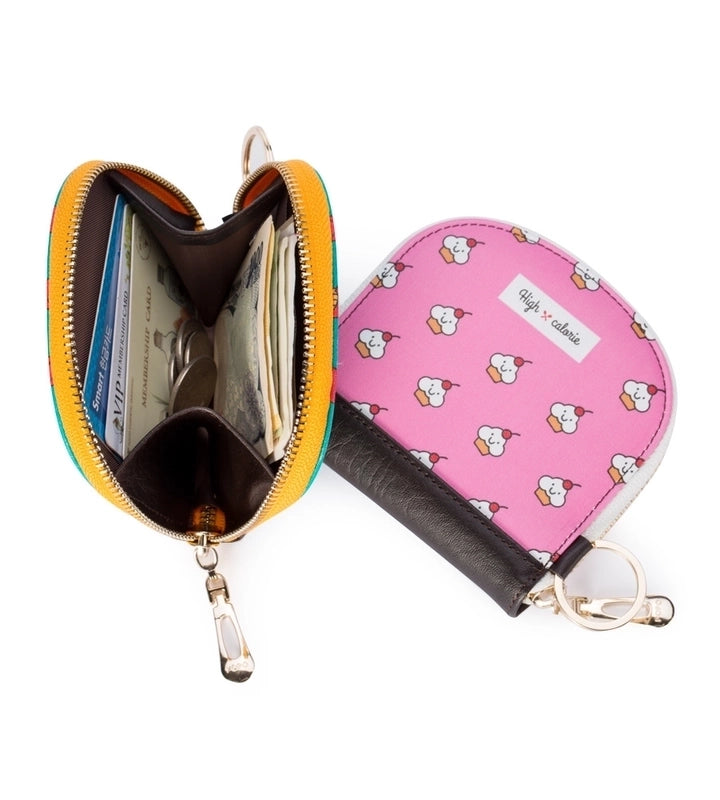 3 Pieces New Printed Zipper Leather Girls Small Wallet Portable Cartoon Cute Student Card Holder Coin Purse