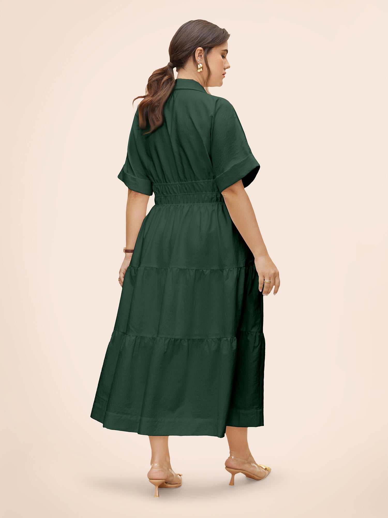 Midfield Tiered Midi Shirt Dress