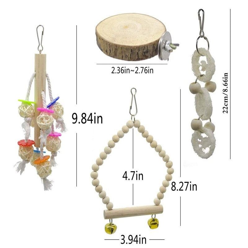 8 Pieces Pack Wood Bird Toys