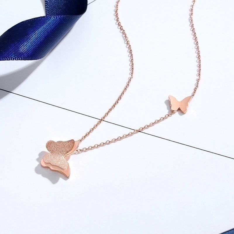 Classic Style Butterfly Titanium Steel Plating Pendant Necklace