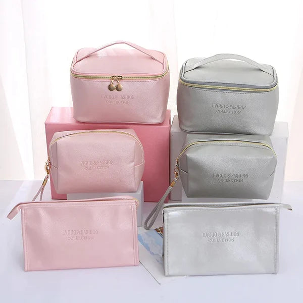 Large Capacity 3Pcs PU Travel Cosmetic Bag