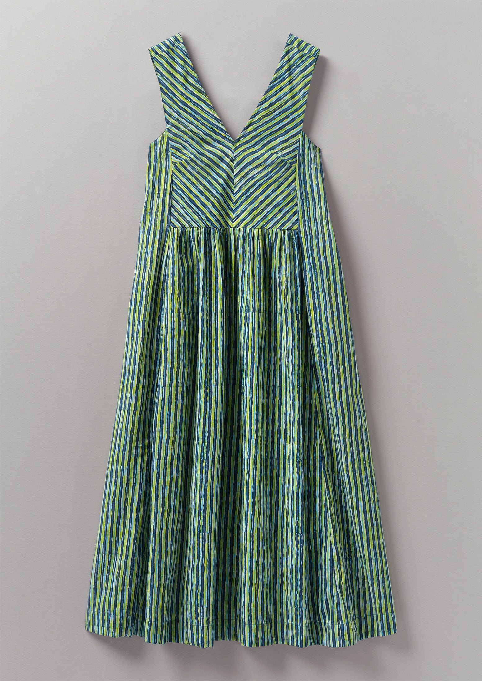 Stripe Block Print Cotton Dress | Greengage