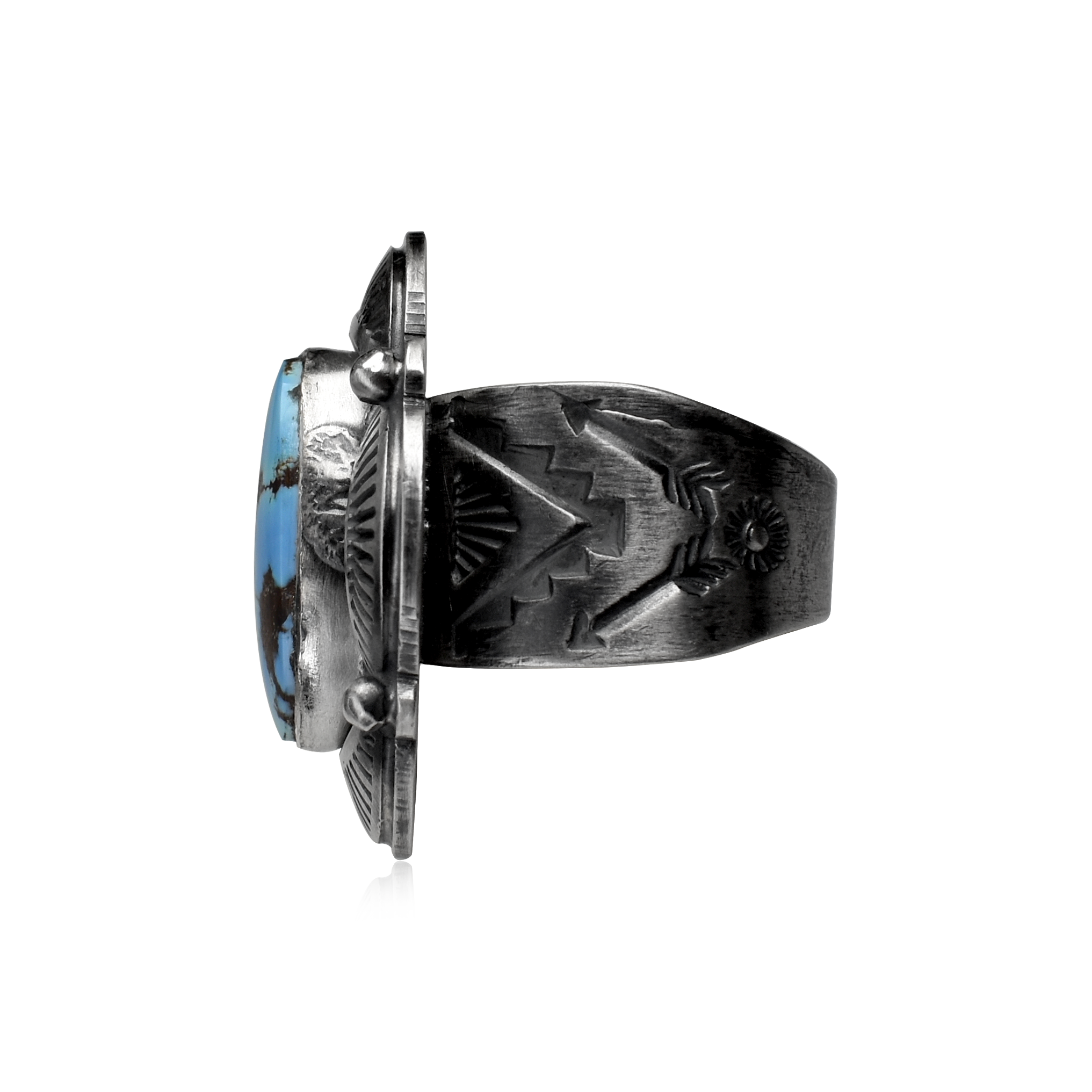 Oval Golden Hill  Hand-Stamped Overlay Ring