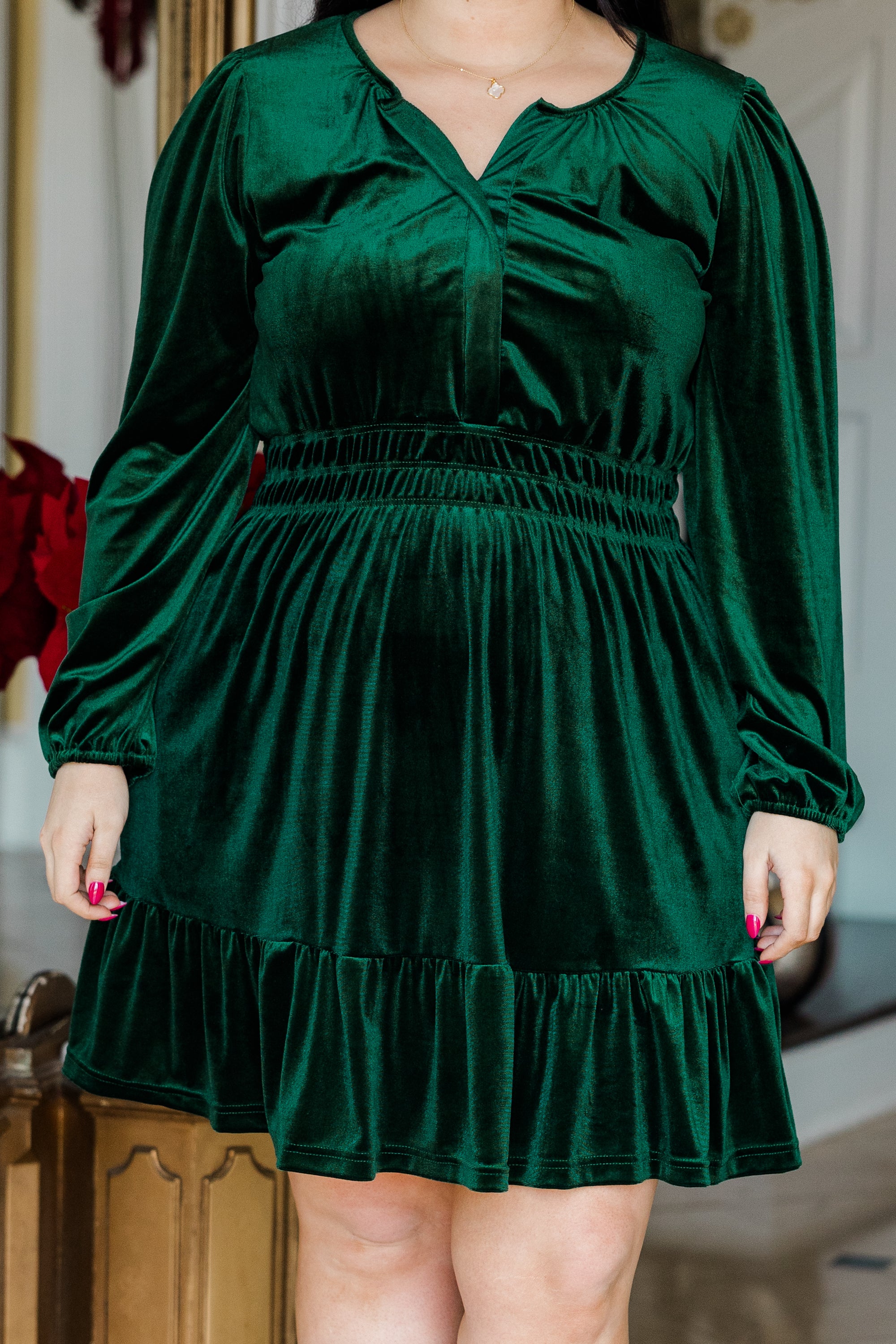 Velvet Vine Dress. Green