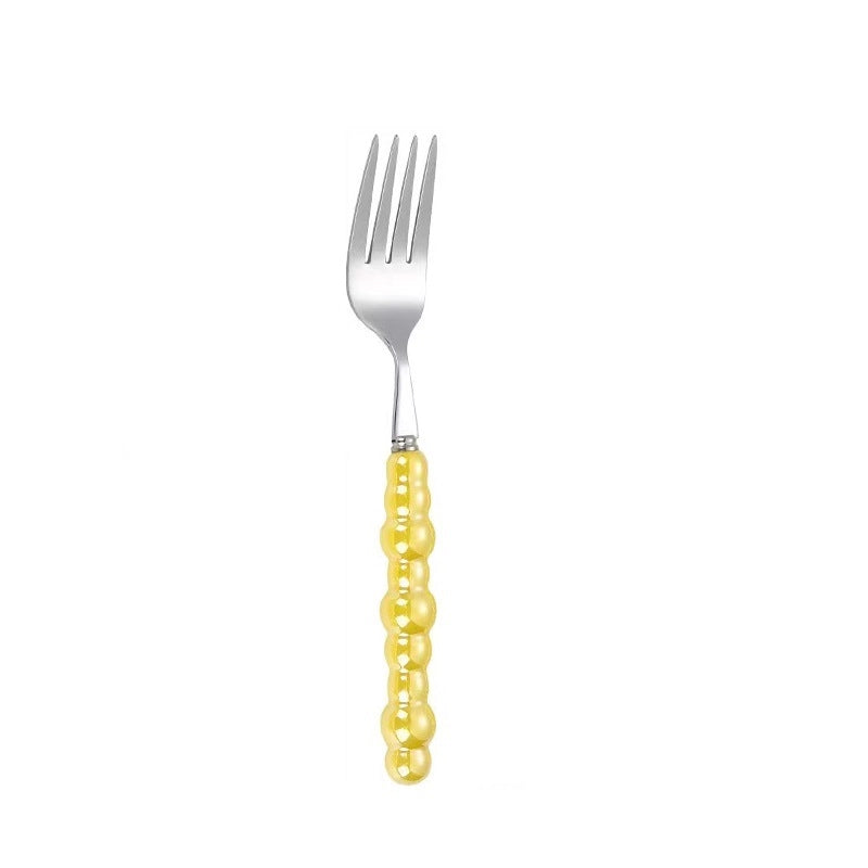Ceramic Pearl Handle Stainless Steel Knife. Fork And Spoon Creative Light Luxury Western Food Hotel Steak Knife Dessert Spoon Tableware Suit
