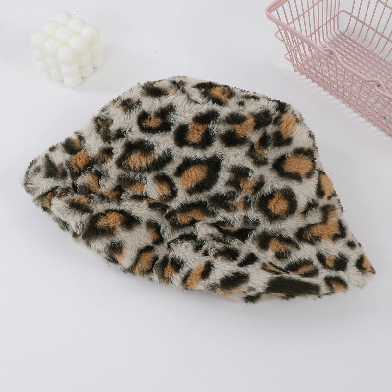 Women's Casual Korean Style Leopard Big Eaves Bucket Hat