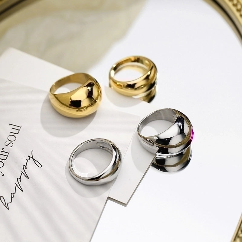 Minimalist Geometric Titanium Steel 18K Gold Plated Plating Rings