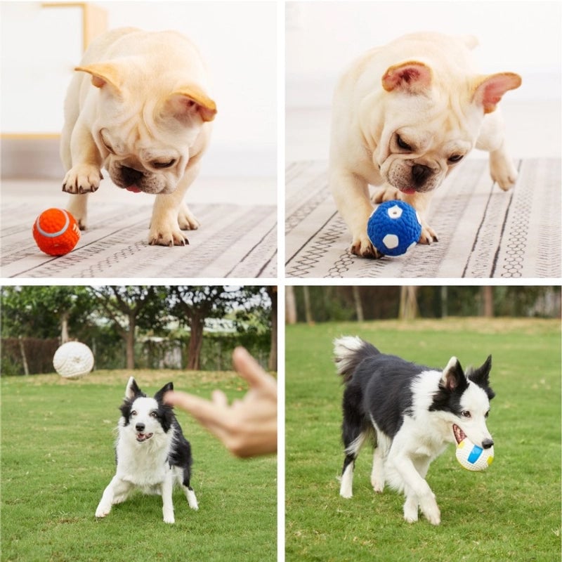 Rubber Dog Toy Football Tennis Ball Squeaky Sound Pet Toy Vibrant Color Ideal For Playtime Fun Your Furry Friend